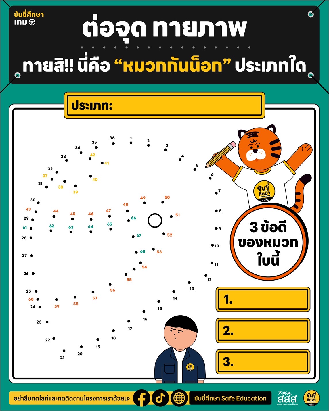 Safe-EDU_JAN-005-เกมลากเส้นเชื่อมจุดรูปหมวกกันน็อก
